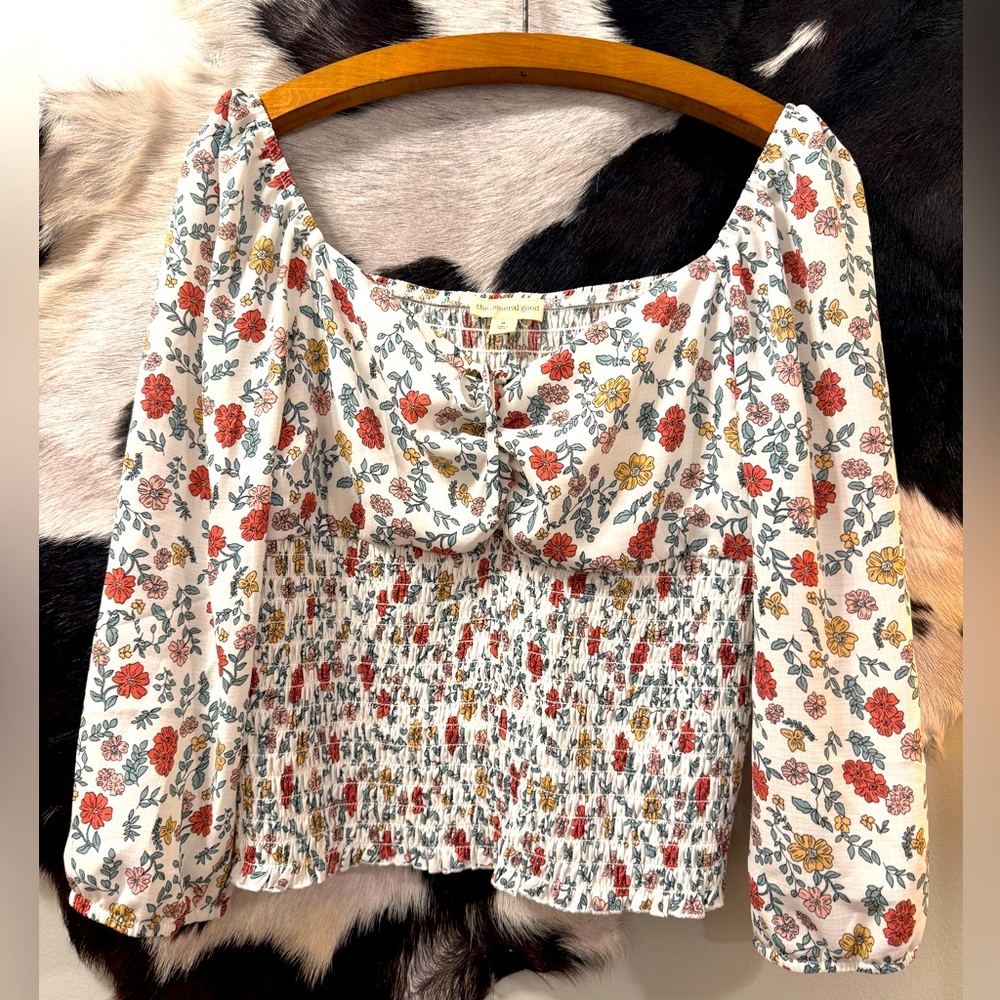 Smocked Floral Cropped Top